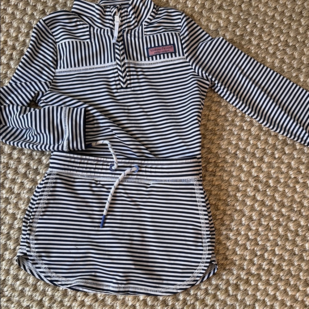 Vineyard Vines Navy and White Striped Kids Matching Set 4T